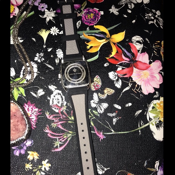 Judith Ripka SS watch; black silicone band - Picture 4 of 6